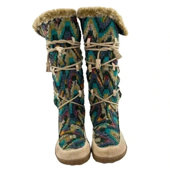 Sam Edelman boots size 9 multicolored wool suede knee high bohemian boho tribal - Picture 1 of 14